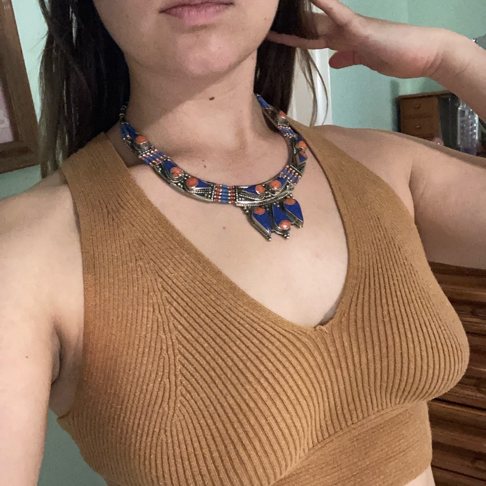 Tibetan stone necklace statement piece